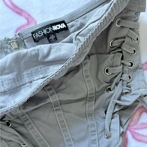 Fashion Nova Silver Lace-Up Corset